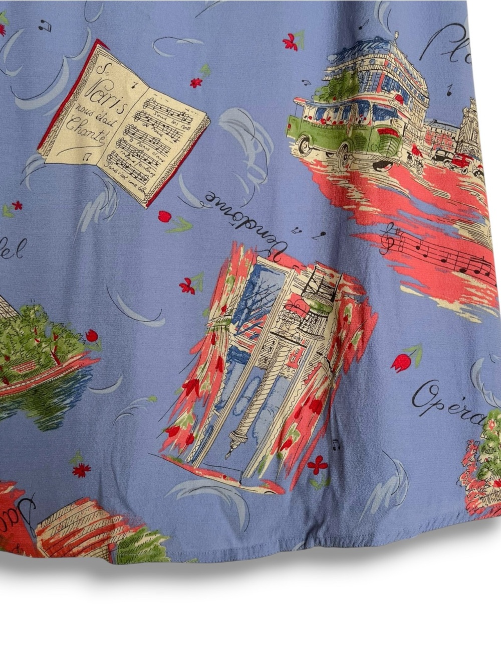 Liz Claiborne Paris France Novelty Print Midi Skirt Size 14 Blue - Picture 4 of 8